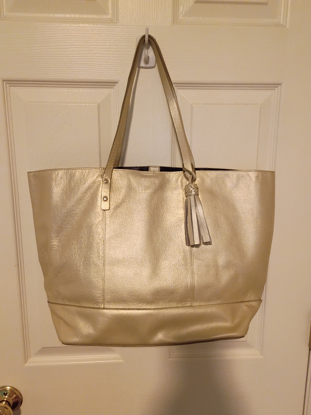 Cole Haan Metallic Gold Tote Bag with Tassel NWOT BEAUTIFUL!